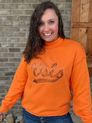 Orange VOLS Mock Neck Pullover