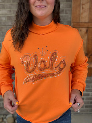 Orange VOLS Mock Neck Pullover