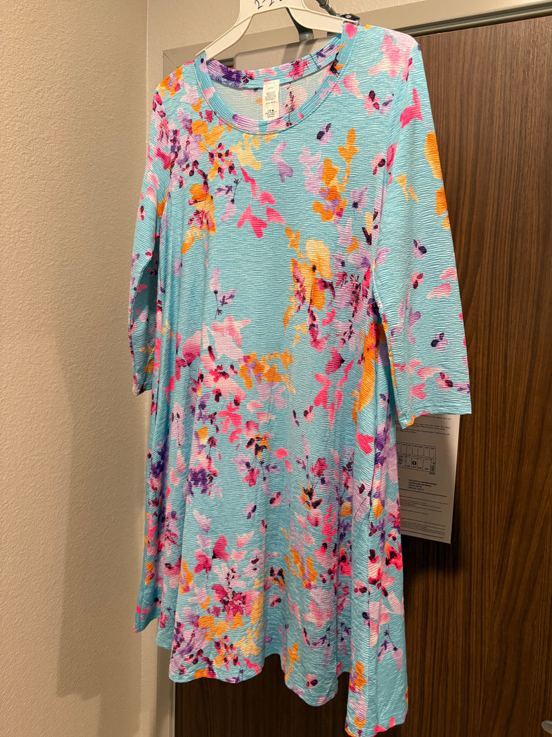 Turquoise Floral Breeze Swing Dress *DALLAS PREORDER*