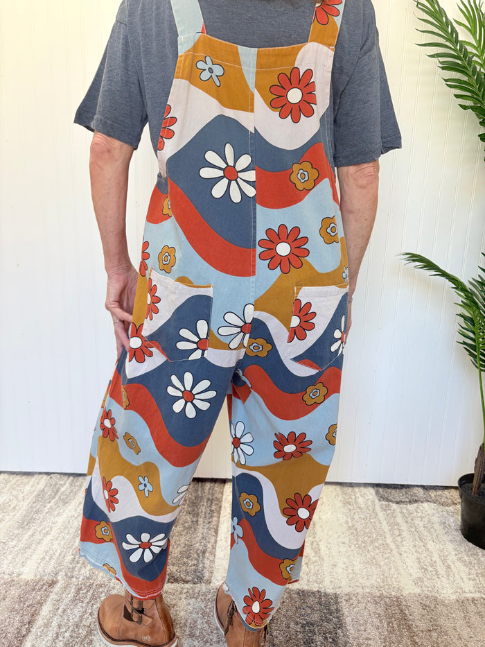 Flower Power Washed Twill Overalls by Easel