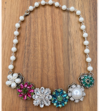 Green Floral Stone Crystal Necklace | INDIGO BLUE TAKEOVER | PREORDER