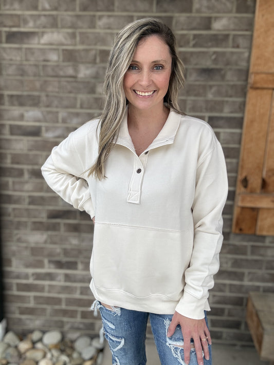 3490- Ivory Matilda Long Sleeve Vintage Fleece Pullover by Royce