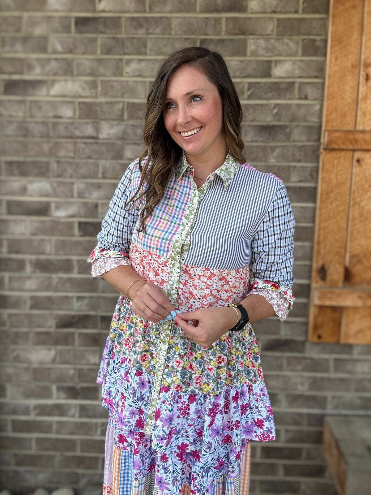 Ivory Tiered Patchwork Skirt & Top Set by Young Threads