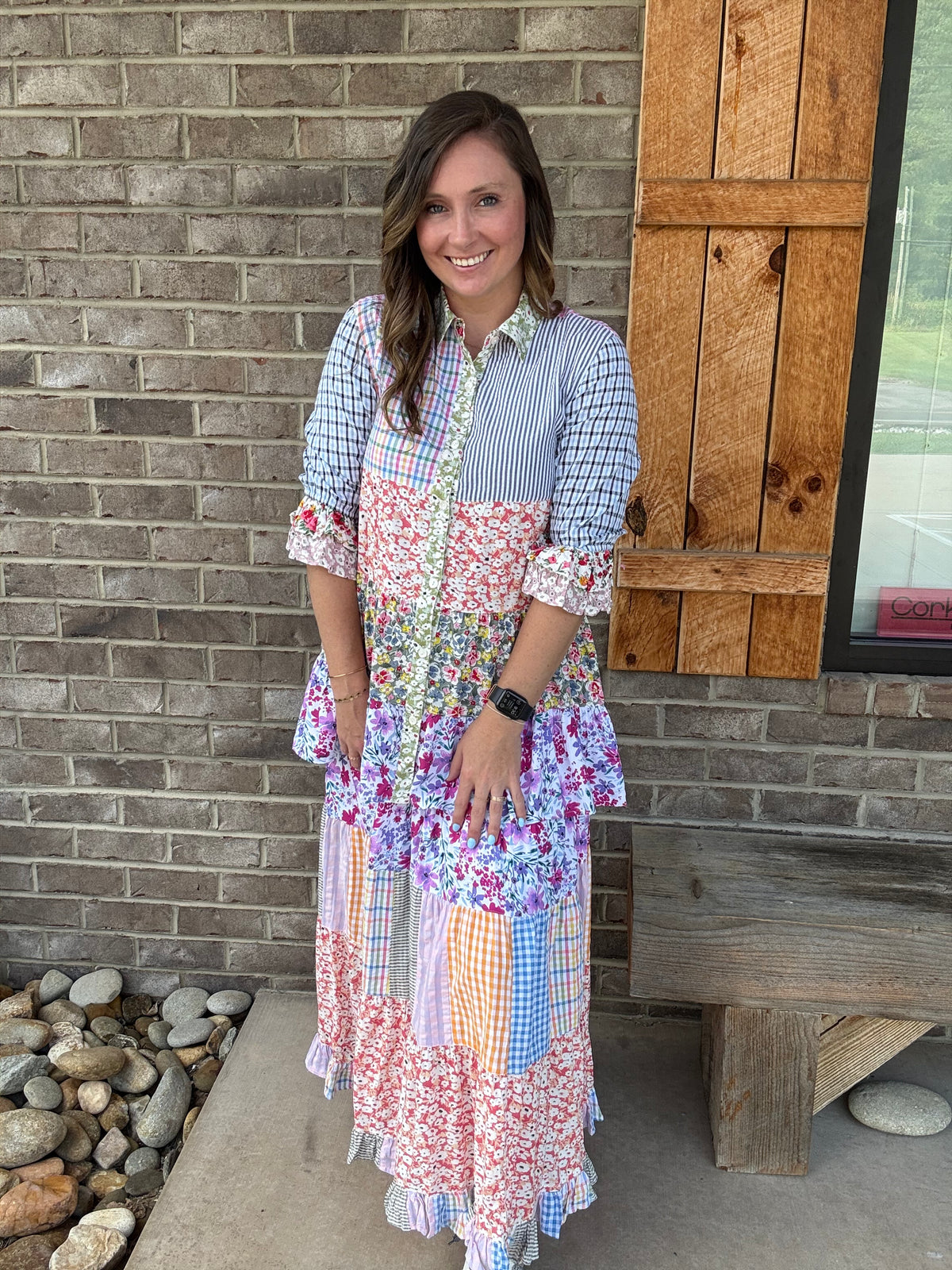 Ivory Tiered Patchwork Skirt & Top Set by Young Threads