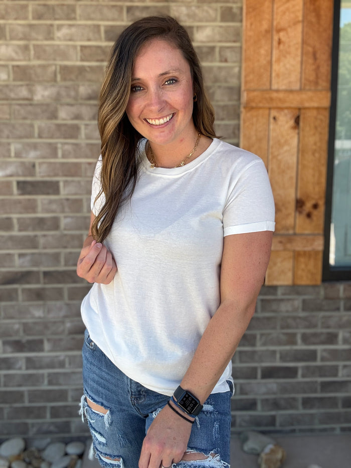 Ivory Vintage Wash Boyfriend Top by Royce