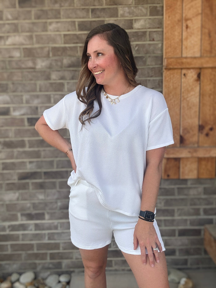 Ivory Ribbed Set by Zenana