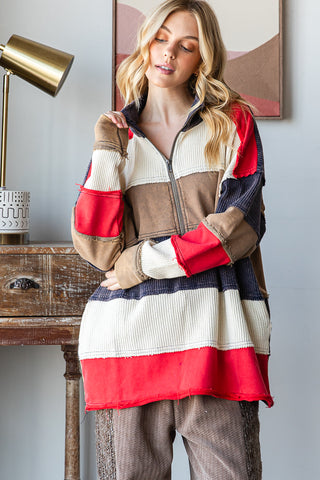 Washed Pullover Sweater With Zipper Collar | OLI & HALI ATLANTA