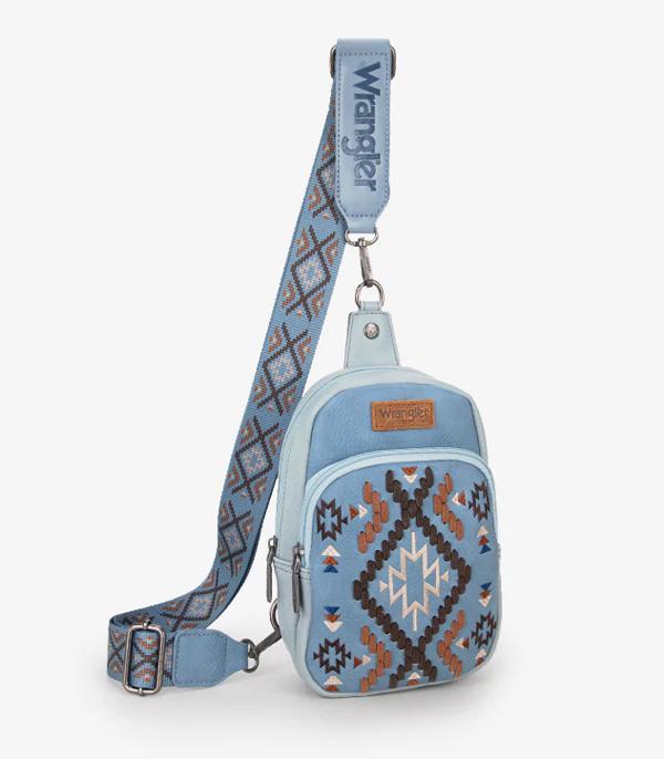 Jean Wrangler Southwestern Embroidered Sling Bag