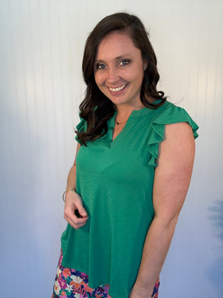 Kelly Green Lizzy Flutter Top by Dear Scarlett