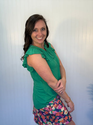 Kelly Green Lizzy Flutter Top by Dear Scarlett