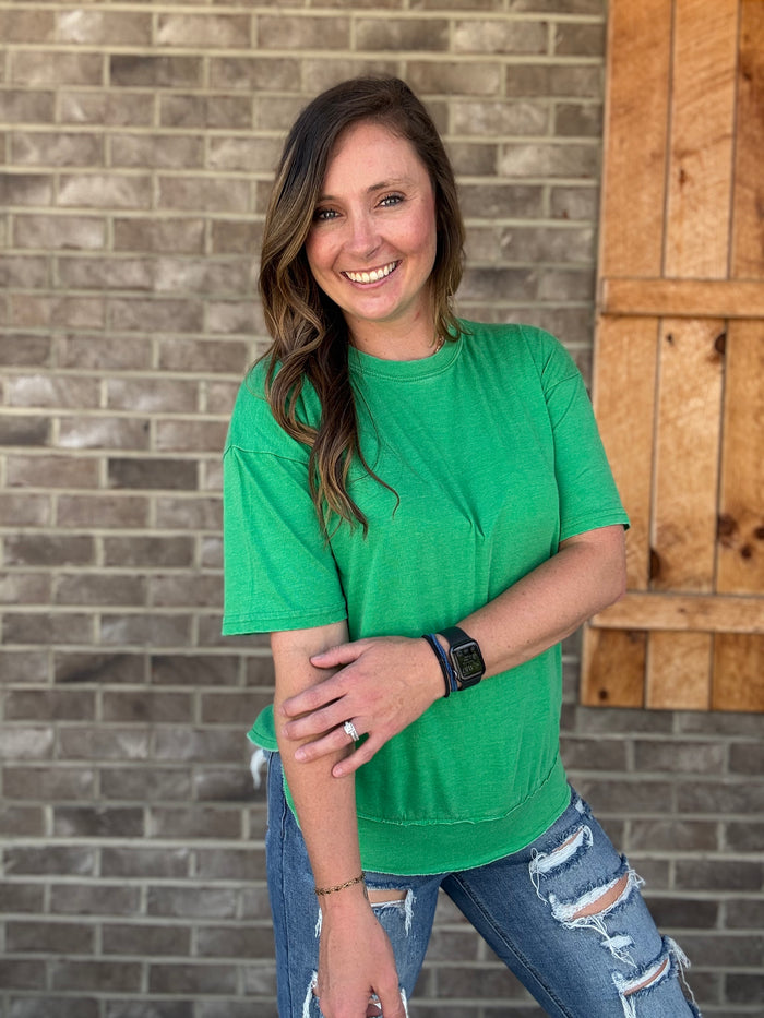 Kelly Green Vintage Poncho Short Sleeve Top by Royce