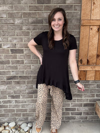 8456- Khaki and Black Animal Print Pants
