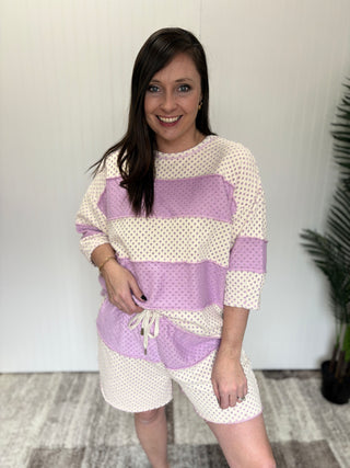 Lavender Rugby Stripe Mineral Washed Set by Easel