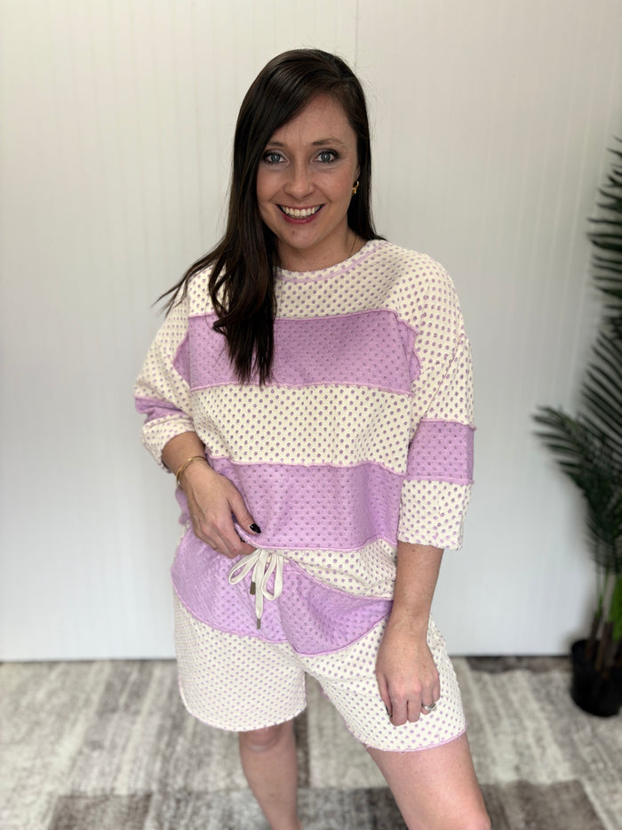 Lavender Rugby Stripe Mineral Washed Set by Easel