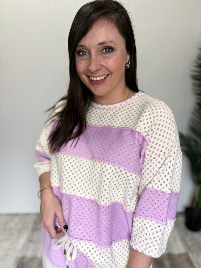 Lavender Rugby Stripe Mineral Washed Set by Easel