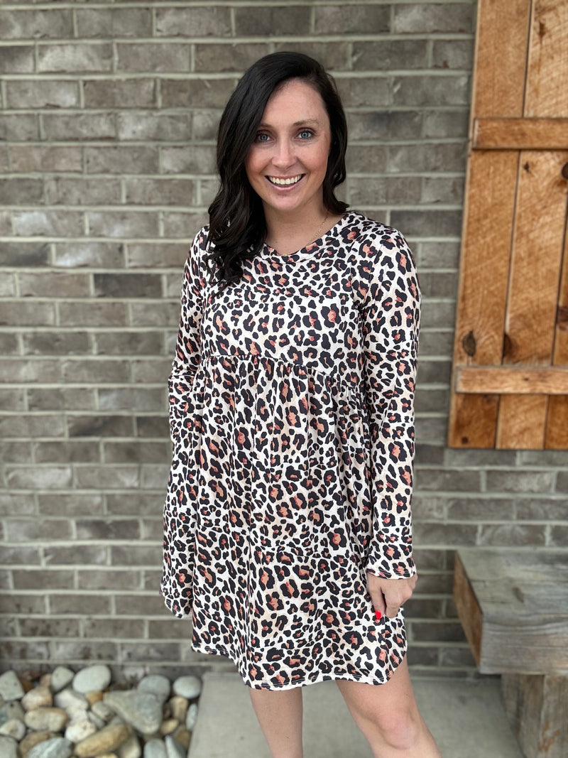 Leopard Babydoll Swing Dress