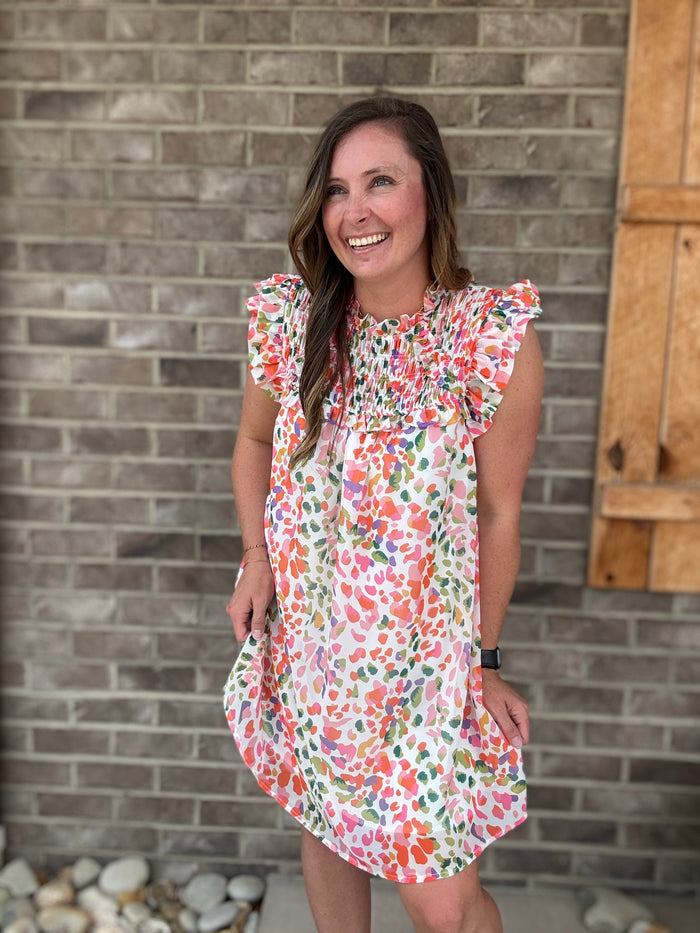 Leopard Smocked Yoke Dress by BiBi