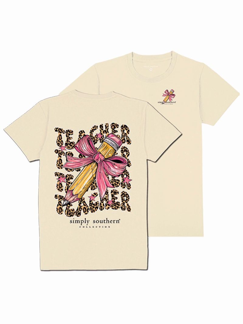 Leopard Teacher Short Sleeve T-Shirt by Simply Southern