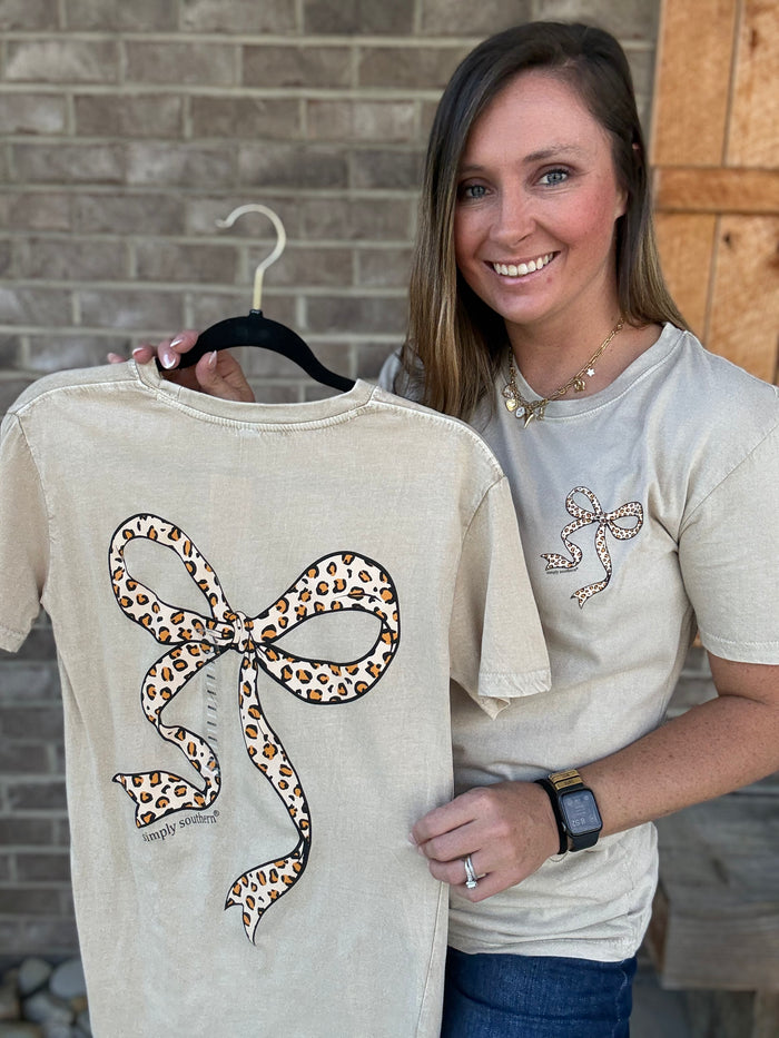 Leopard Bow Short Sleeve T-Shirt by Simply Southern