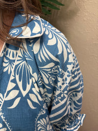 Light Blue Two-Tone Border Print Midi Dress by Umgee