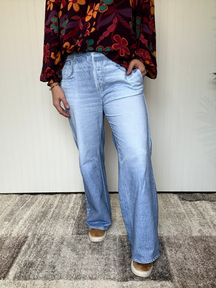 Light Classic The Classic Denim Zenim Wide Leg Pants by Dear Scarlett