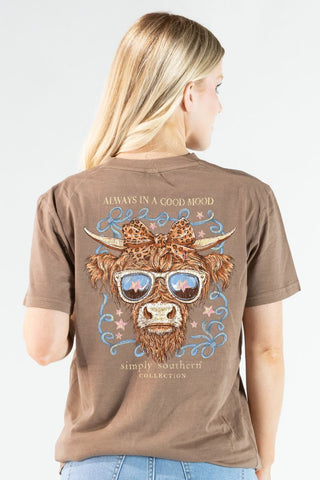 Always in a Good Mood Highland Cow Graphic Tee by Simply Southern