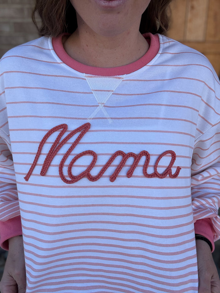 Mama Stripe French Terry Sweatshirt by Simply Southern