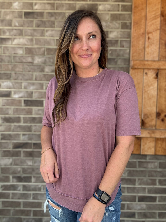 Mauve Vintage Poncho Short Sleeve Top by Royce