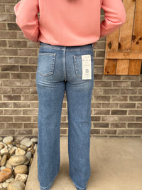 Medium Wash High Rise Wide Leg Adjustable Waist Pants by Risen Jeans