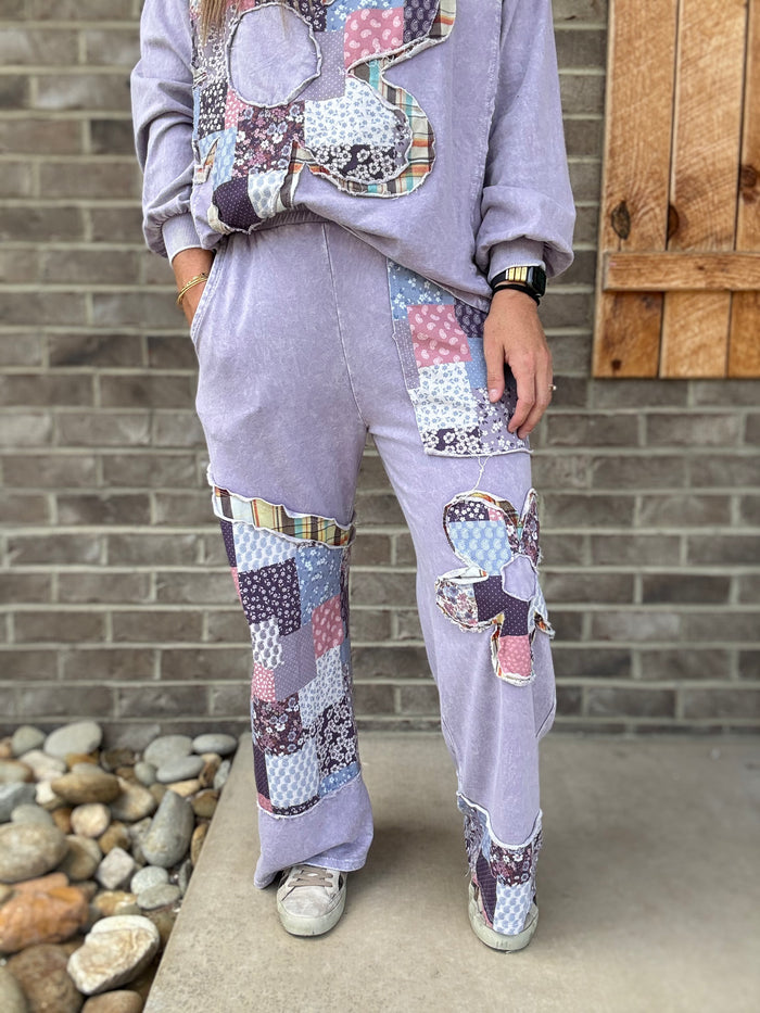 Moonbeam Mineral Washed Boho Daisy Patch Pants by J. Her