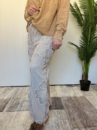 Mocha Embroidered Stripe Woven Pants by Easel