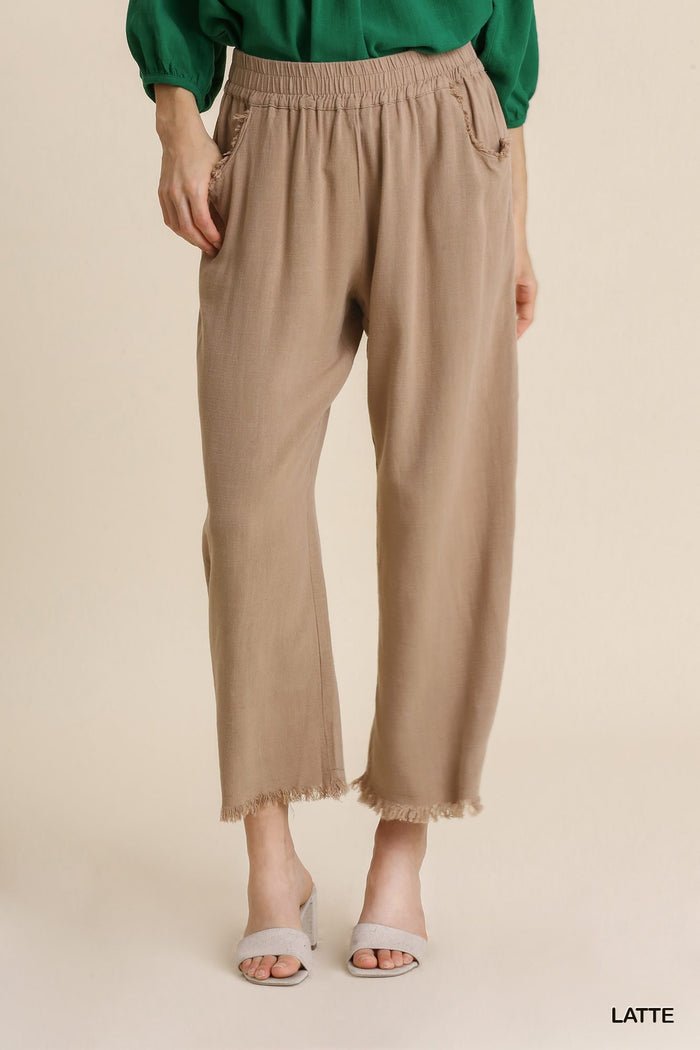 9245- Latte Wide Leg Linen Pants [UMGEE]