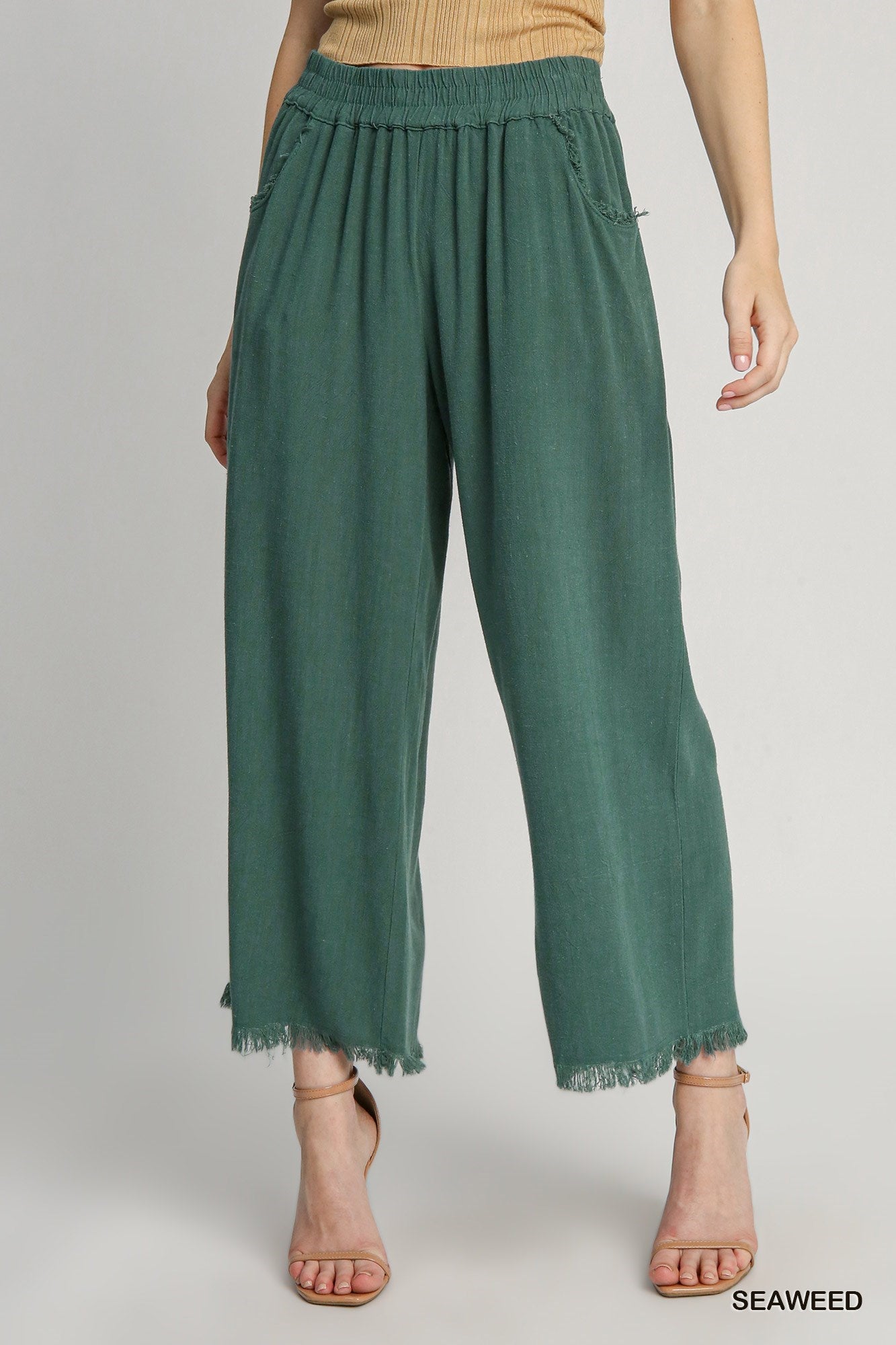 2777- Seaweed Linen Wide Leg Pants