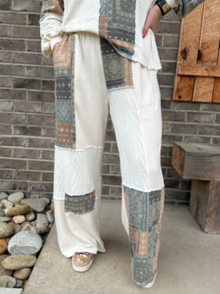 Natural Mineral Washed Bandana Patchwork Pants by J. Her