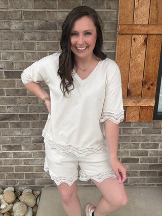 Natural Mineral Washed Wave Trim Blouse by J. Her