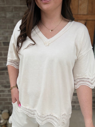 Natural Mineral Washed Wave Trim Blouse by J. Her