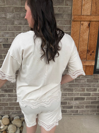 Natural Mineral Washed Wave Trim Blouse by J. Her