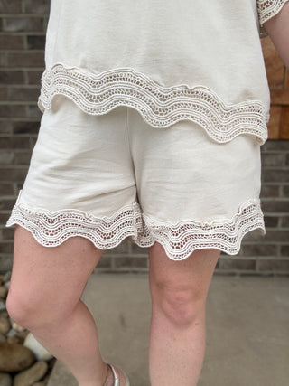 Natural Mineral Washed Wave Trim Shorts by J. Her