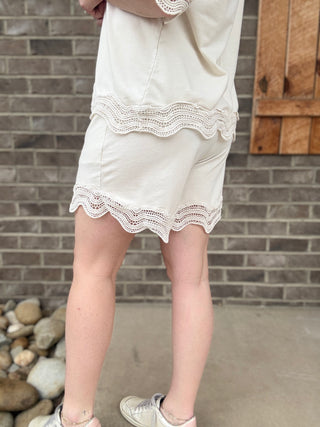 Natural Mineral Washed Wave Trim Shorts by J. Her