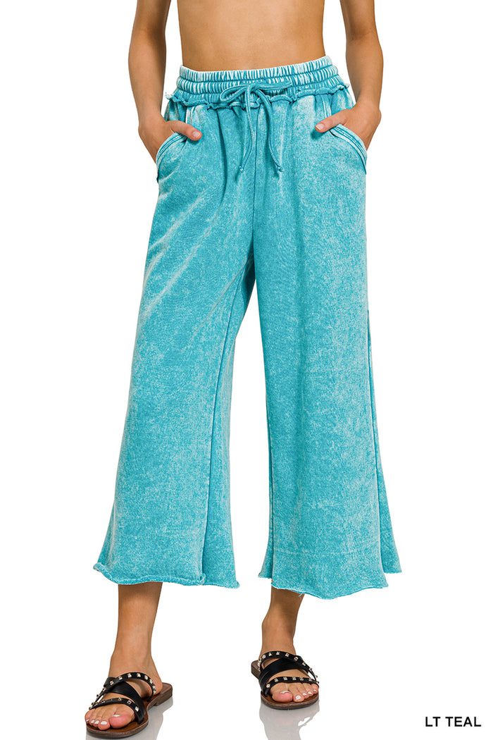 3227- Light Teal Acid Wash Drawstring Sweat Pants