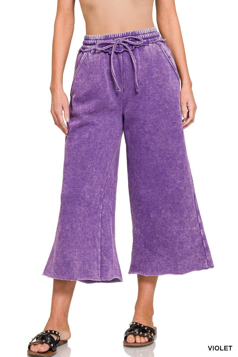 3228- Violet Acid Wash Drawstring Sweat Pants