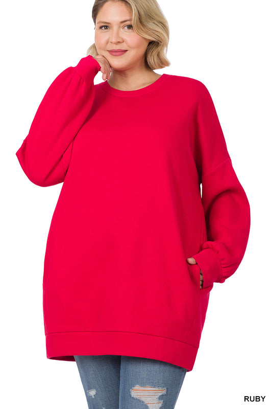 20287- Ruby Oversized Long Sweatshirt w/ Pockets