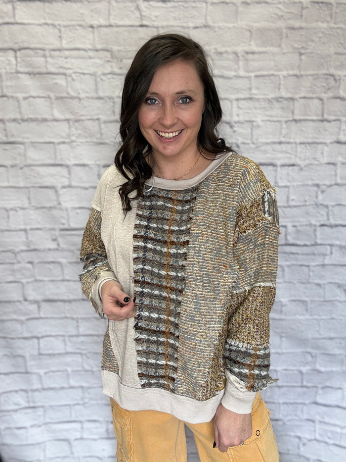 Oatmeal Fabric Mixed Mineral Wash Pullover by Oli & Hali