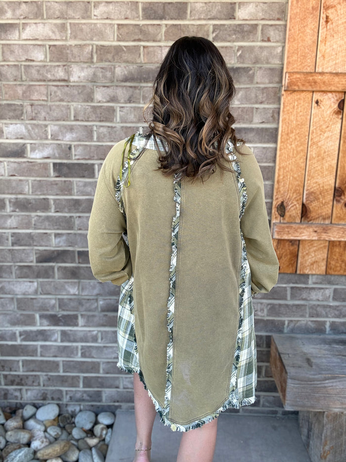 Olive Plaid Side Contract Tunic by BlueVelvet