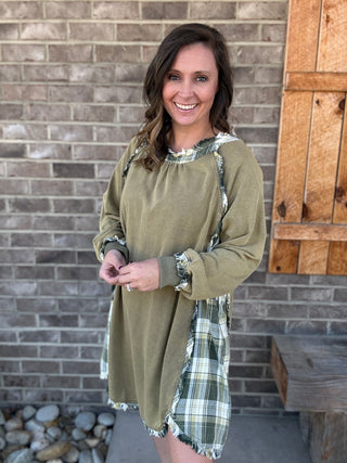 Olive Plaid Side Contract Tunic by BlueVelvet