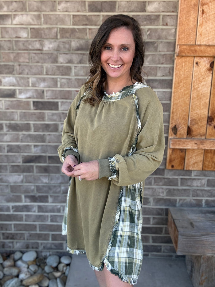 Olive Plaid Side Contract Tunic by BlueVelvet