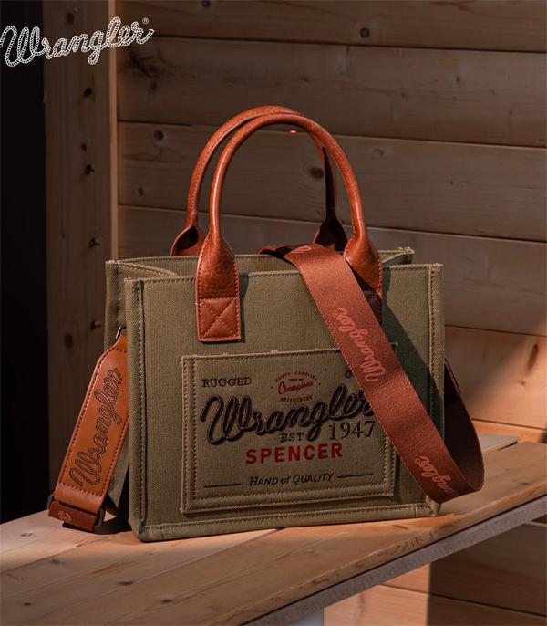 3784- Olive Vintage Wrangler Canvas Tote// Crossbody