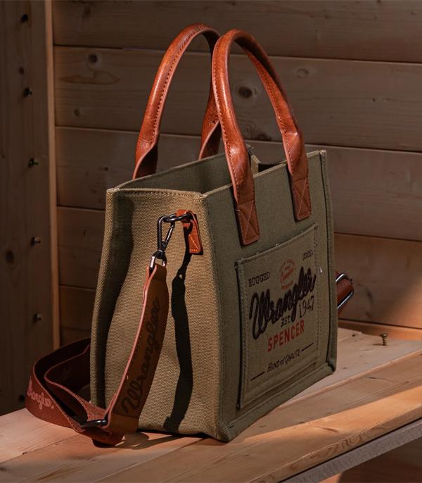 3784- Olive Vintage Wrangler Canvas Tote// Crossbody