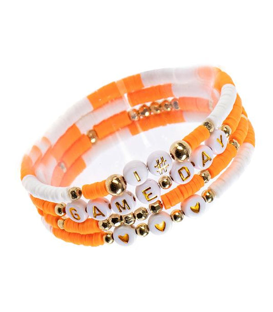 3522- Orange Game Day Beaded Bracelet Set *TN COLLECTION*