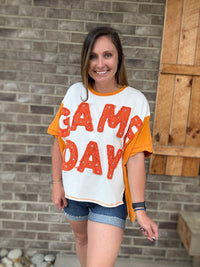 Orange Gameday Patch Color Block Knit Top – *TN COLLECTION*